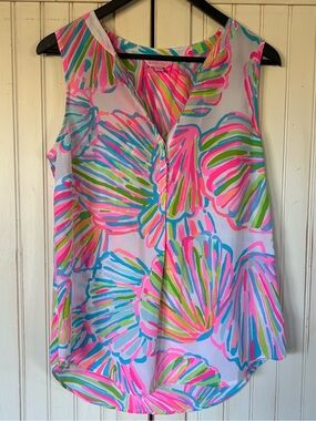Lilly Pulitzer 100% Silk “Stacey” Sleeveless Top Sz M